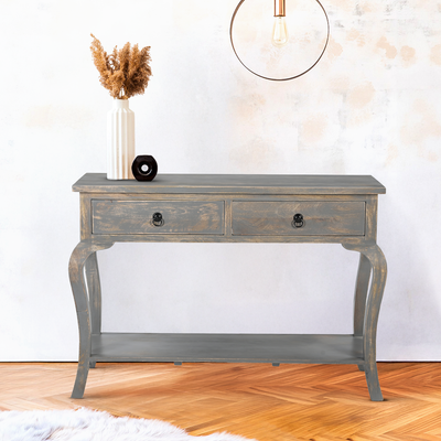 Sally Cottage Style Two Drawer Wooden Console Table