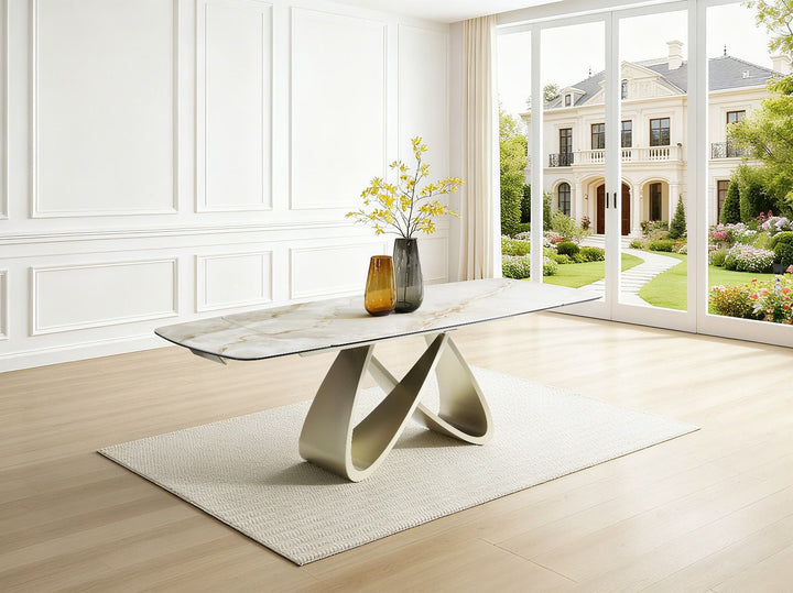 Ludovica Dining Table - Italian Grey Sunset Vein Cloud