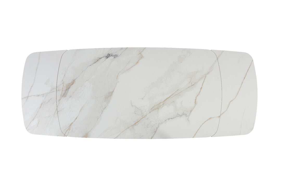 Lusso Table - Brushed Brass & Sunset Statuario