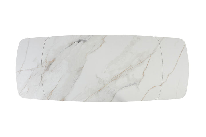 Lusso Table - Brushed Brass & Sunset Statuario