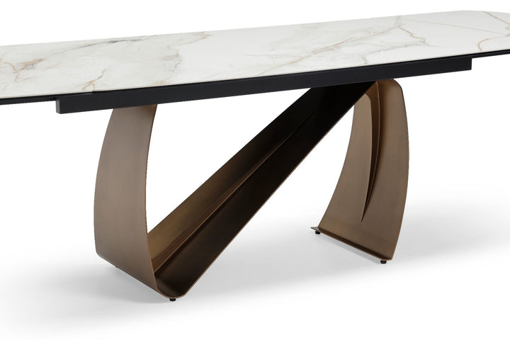 Lusso Table - Brushed Brass & Sunset Statuario