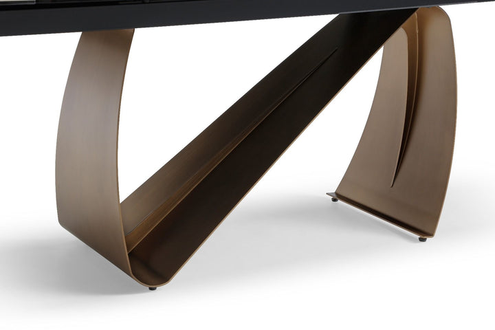 Lusso Table - Brushed Brass & Sunset Statuario
