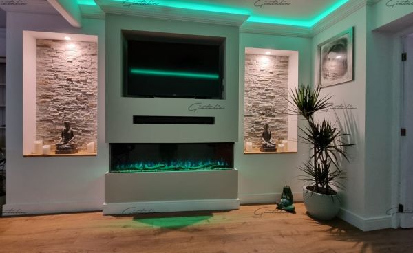 Luvelle 3D Panoramic Fire - 80'' - Black