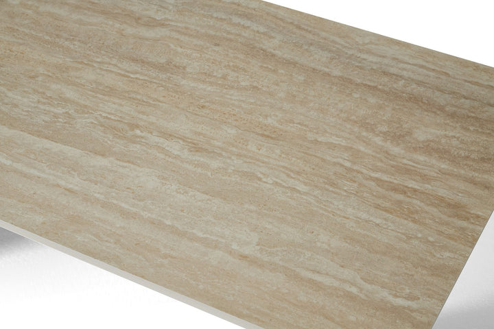 Marlow Table - Satin Cream & Travertine