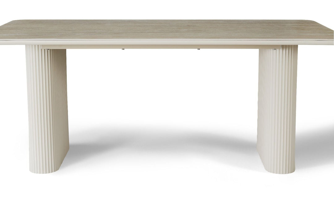 Marlow Table - Satin Cream & Travertine