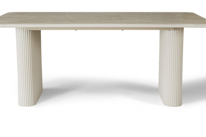 Marlow Table - Satin Cream & Travertine