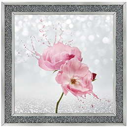 Pink Floral Silver Background