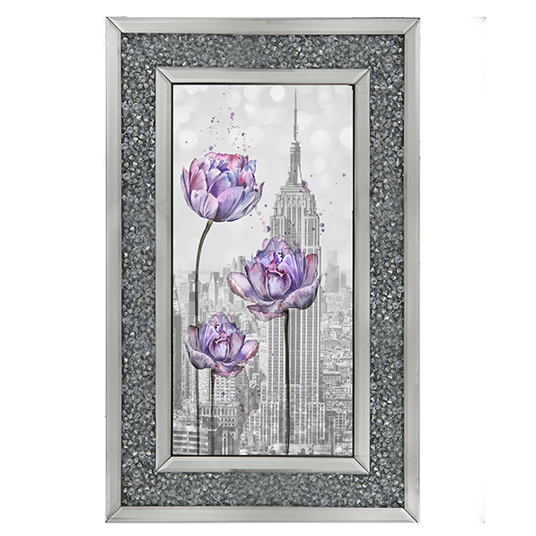 Floral print over Empire State Building