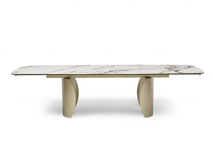 Palazzo Extending Dining Table - Matt White & Earth Vein Italian Ceramic