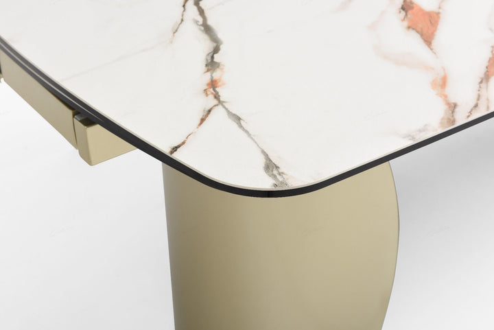 Palazzo Extending Dining Table - Matt White & Earth Vein Italian Ceramic