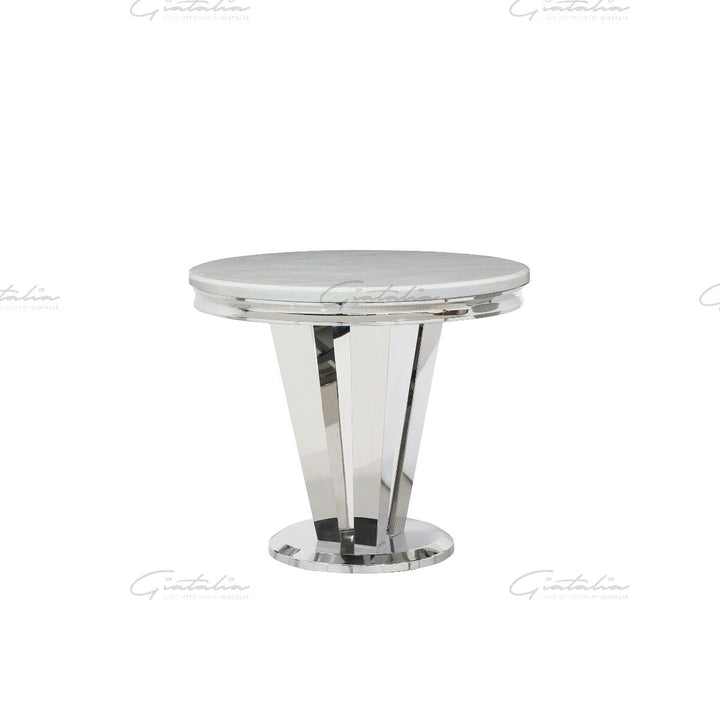 Riccardo 90 Round Table - White Marble