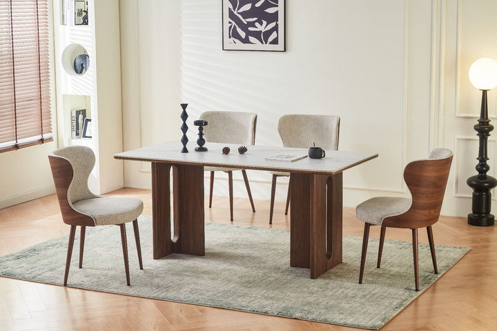 Rinato Table - Walnut & White / Sunset Cloud Vein