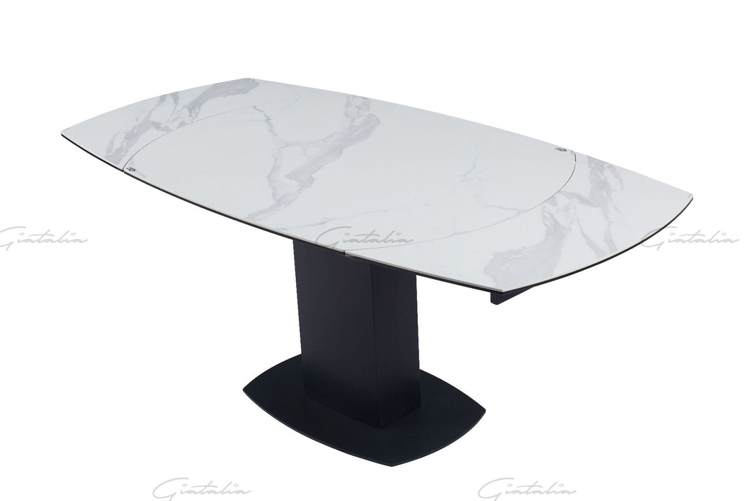 Ritz Swivel Ext Ceramic Table - White / Grey Marble