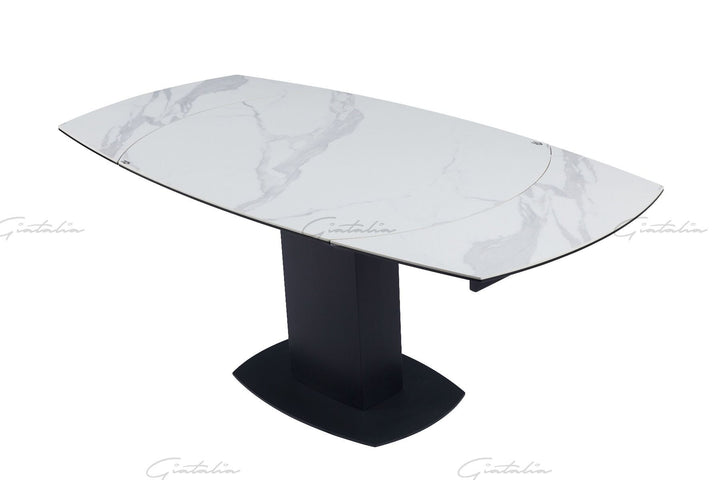 Ritz Swivel Ext Ceramic Table - White / Grey Marble