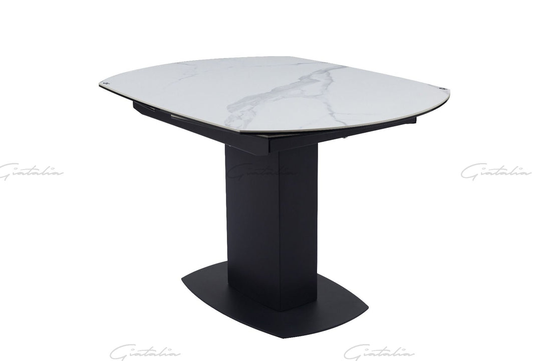 Ritz Swivel Ext Ceramic Table - White / Grey Marble
