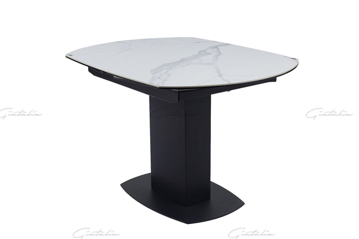 Ritz Swivel Ext Ceramic Table - White / Grey Marble