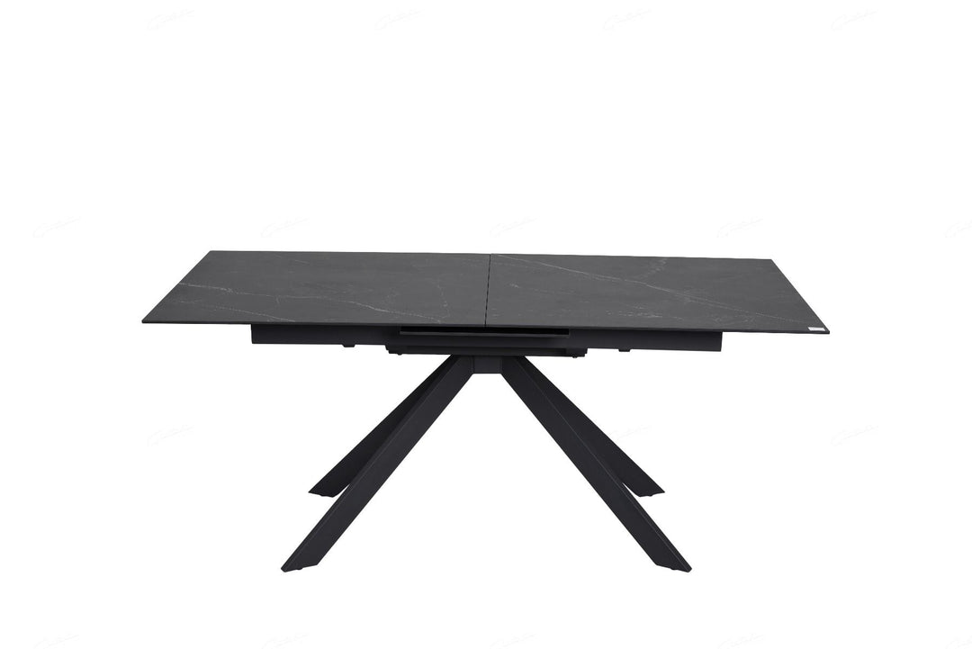 Rossa Extending Dining Table - Matt Black & White Vein Ceramic