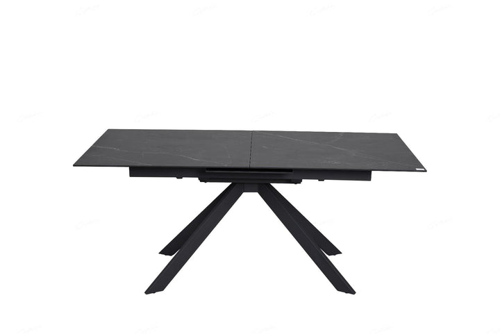 Rossa Extending Dining Table - Matt Black & White Vein Ceramic