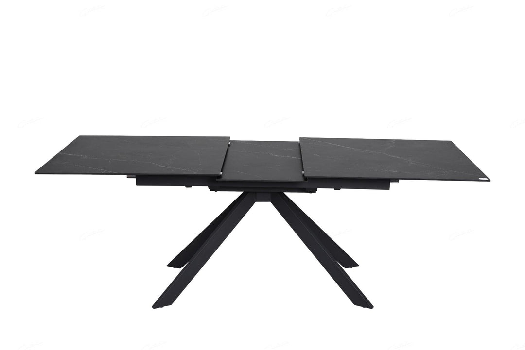 Rossa Extending Dining Table - Matt Black & White Vein Ceramic