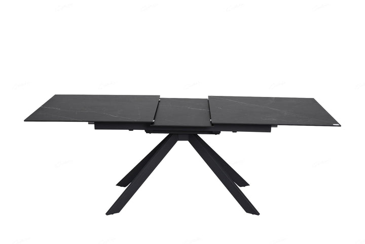 Rossa Extending Dining Table - Matt Black & White Vein Ceramic