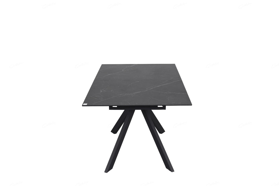 Rossa Extending Dining Table - Matt Black & White Vein Ceramic