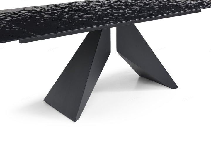 Silux Extending Dining Table - Carbon Black Reinforced Glass