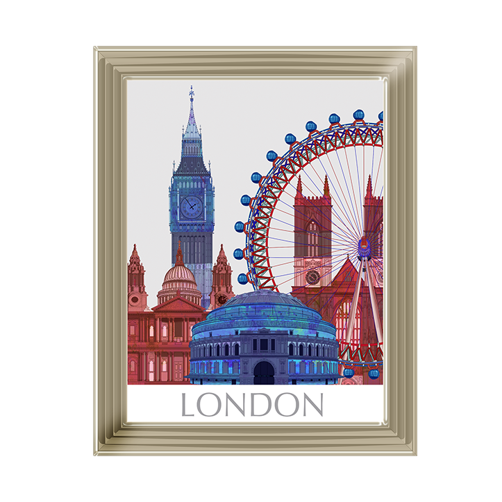 CY049 London Landmarks , Red Blue