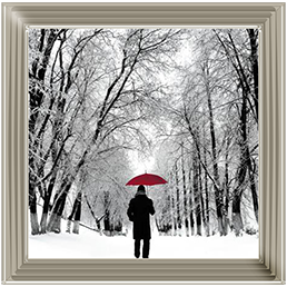 FG024 Trees in Winter Red Umbrella