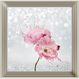 Pink Floral Silver Background