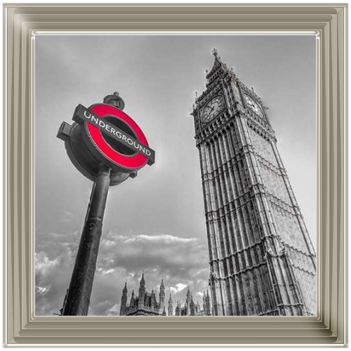 CY007 Underground sign by Big Ben - B&W