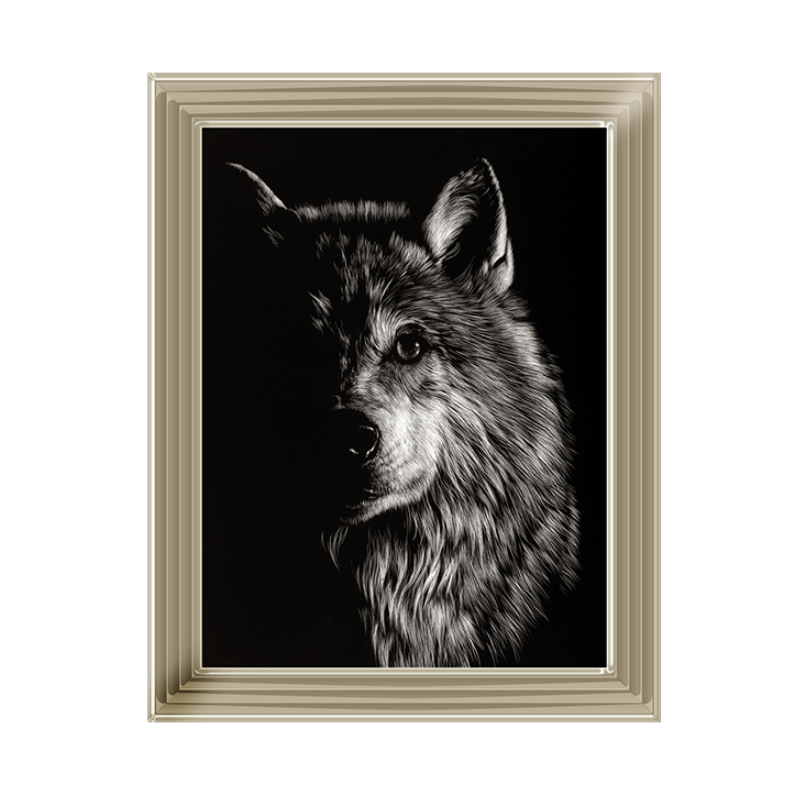 Scratchboard Wolf III