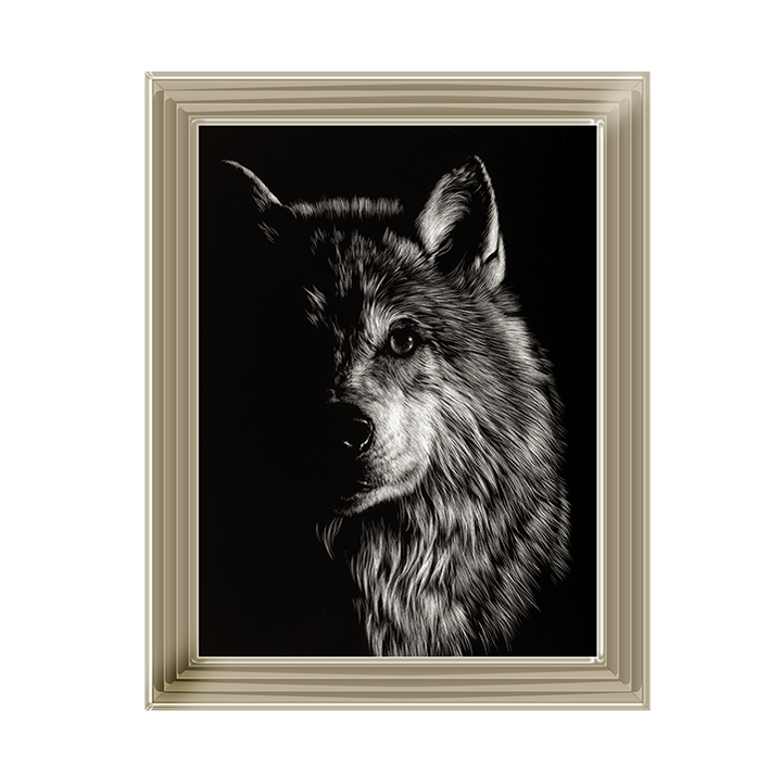 Scratchboard Wolf III