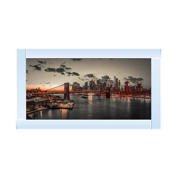 CY059 Evening view of Lower Manhattan sky|skyline with Brooklyn bridge over East river