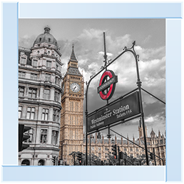CY056 Westminster subway station signboard with Big Ben