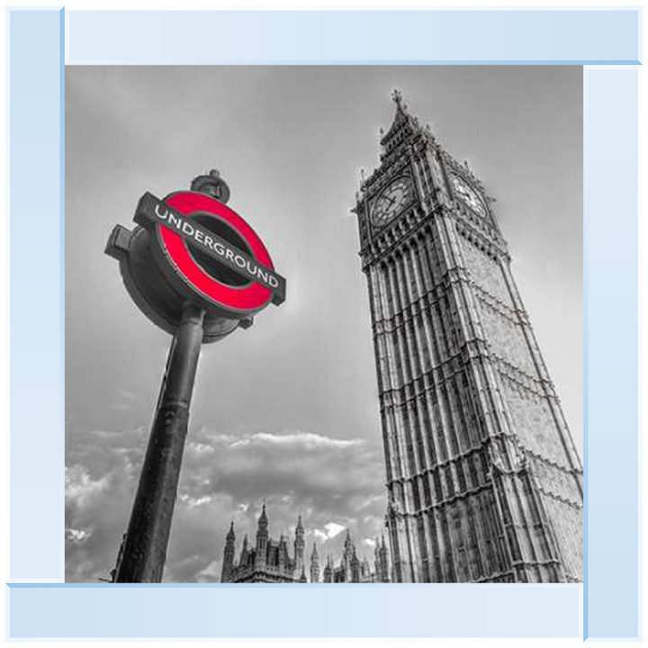 CY007 Underground sign by Big Ben - B&W