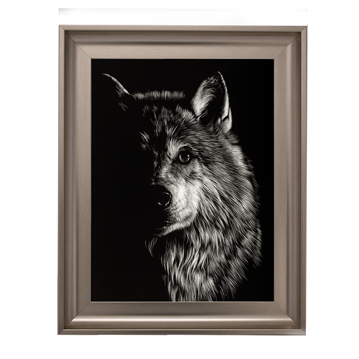 Scratchboard Wolf III