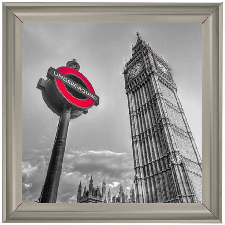 CY007 Underground sign by Big Ben - B&W