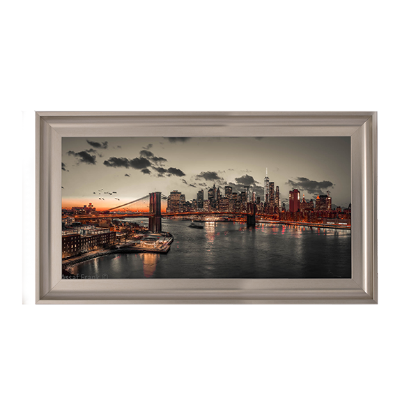 CY059 Evening view of Lower Manhattan sky|skyline with Brooklyn bridge over East river
