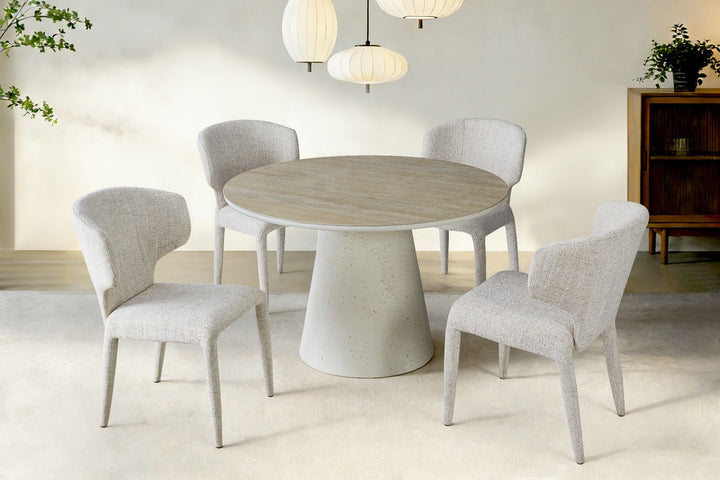 Stratos Table - Ivory & Travertine