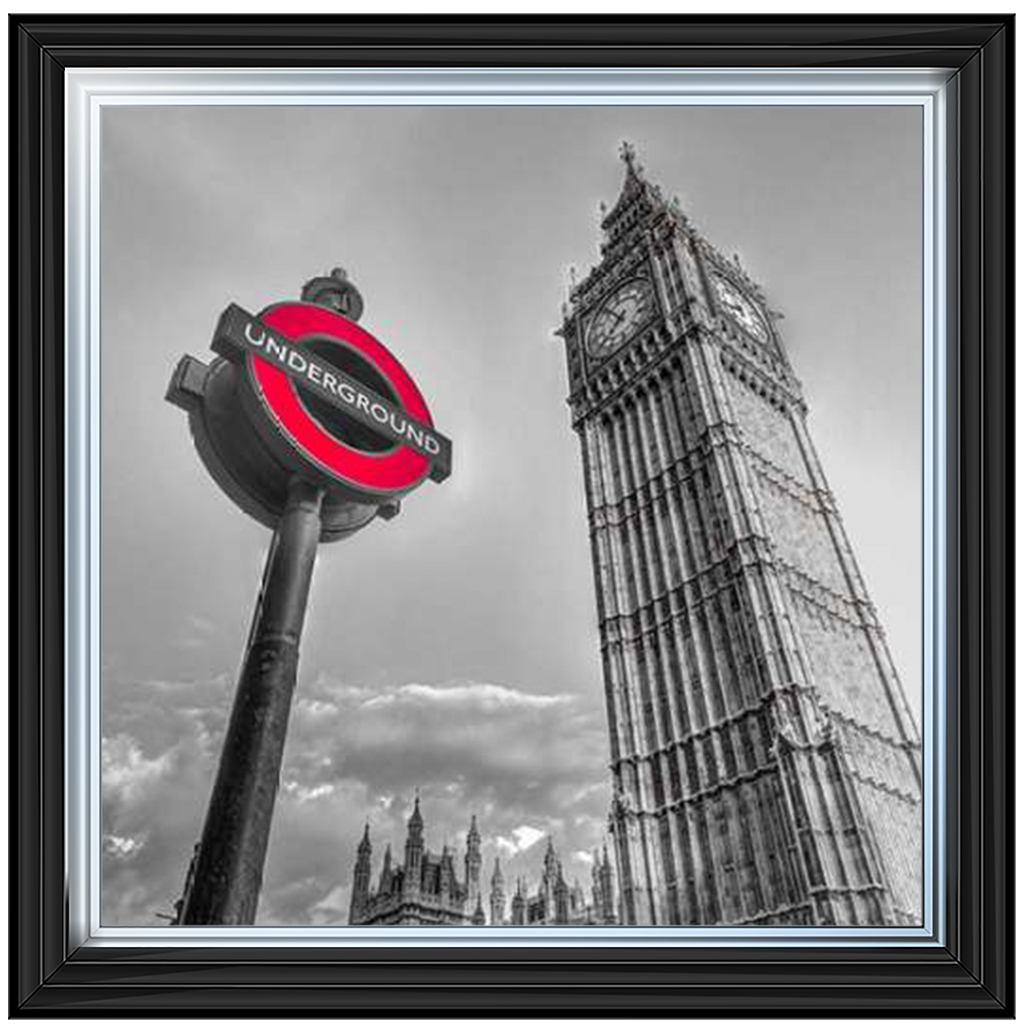 CY007 Underground sign by Big Ben - B&W