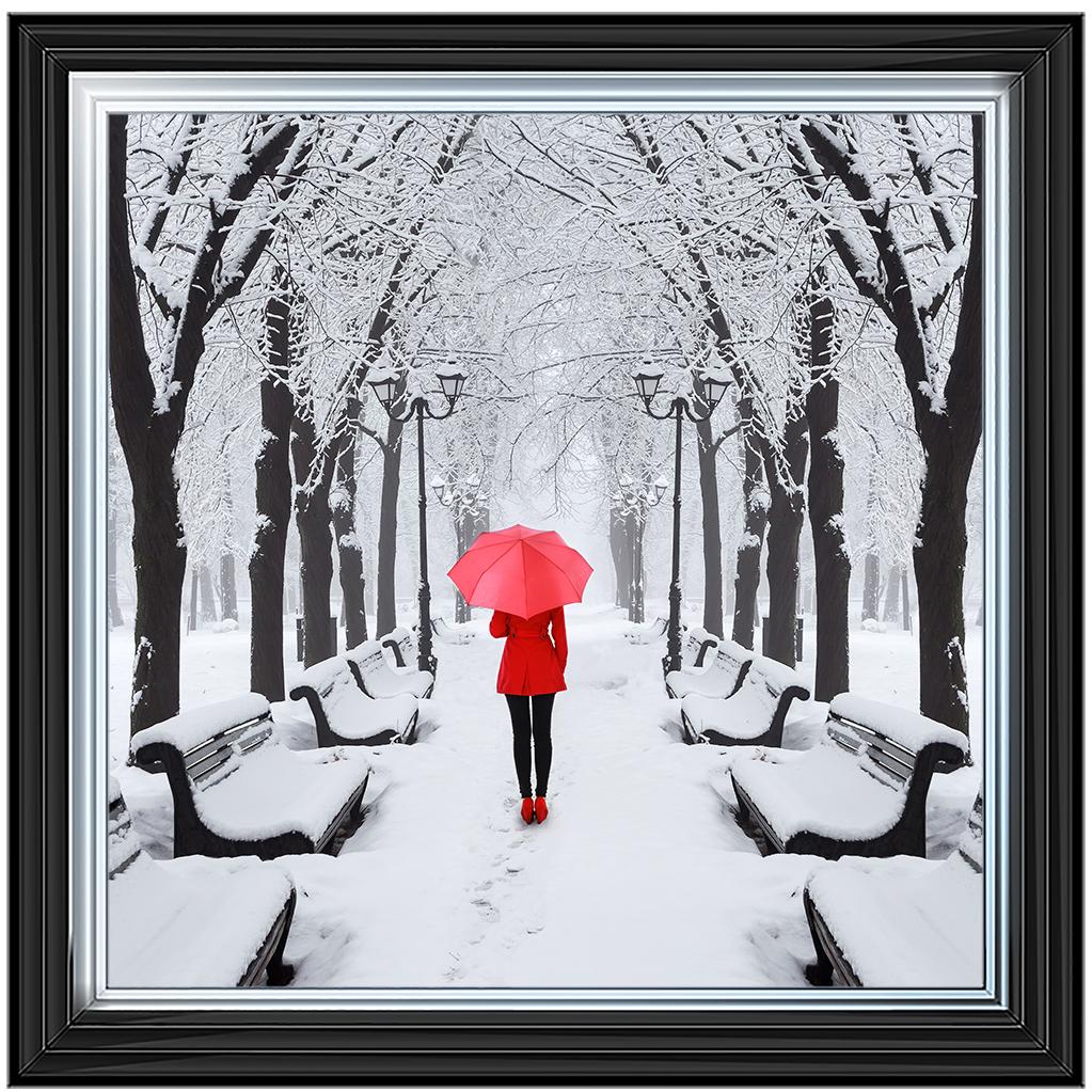 FG146 Red umbrella walk in the park