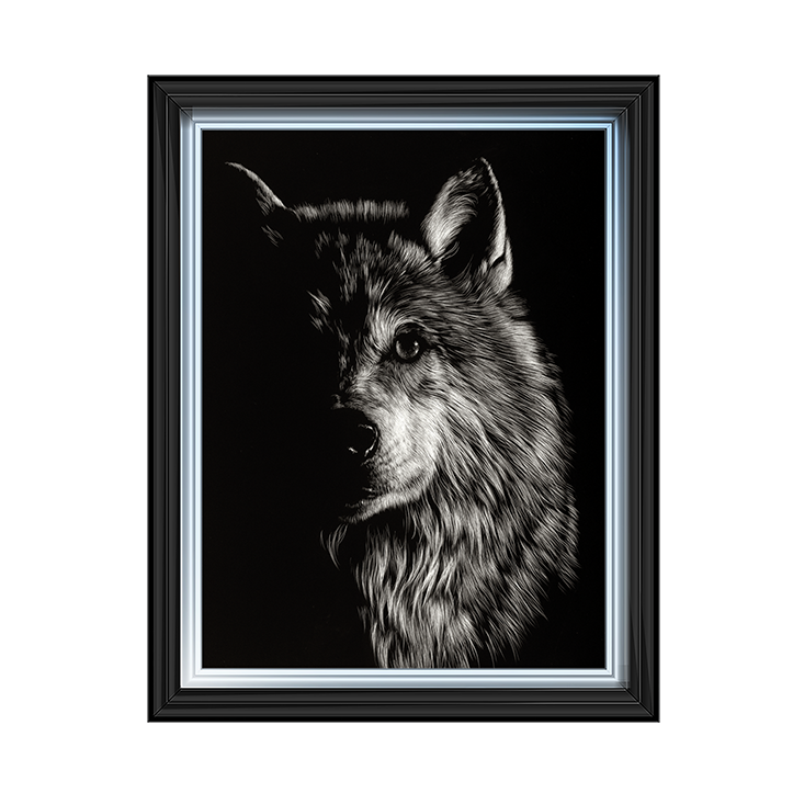 Scratchboard Wolf III