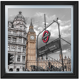 CY056 Westminster subway station signboard with Big Ben