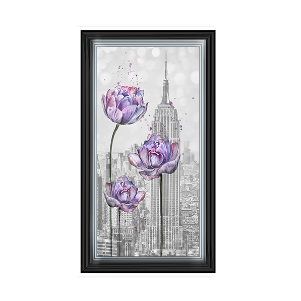 Floral print over Empire State Building