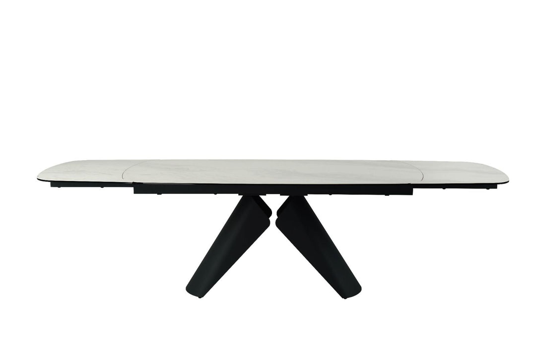 Opulento Extending Dining Table - Matt White & Cosmic Grey Vein Ceramic
