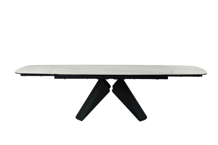 Opulento Extending Dining Table - Matt White & Cosmic Grey Vein Ceramic