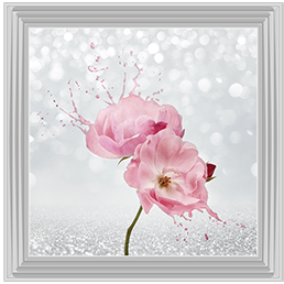 Pink Floral Silver Background