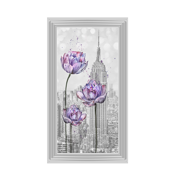 Floral print over Empire State Building