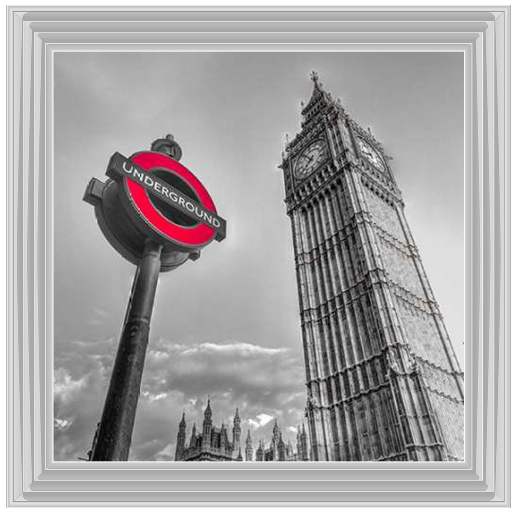 CY007 Underground sign by Big Ben - B&W