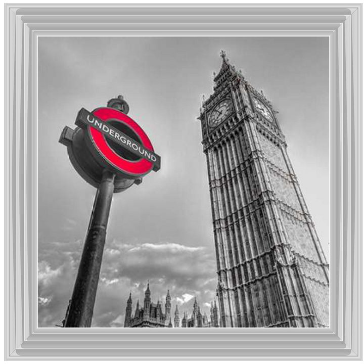 CY007 Underground sign by Big Ben - B&W